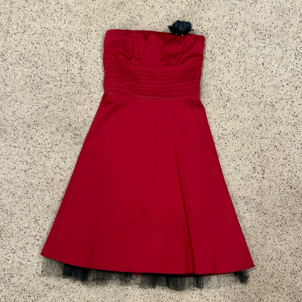 Speechless Strapless Red Dress with Black Tulle